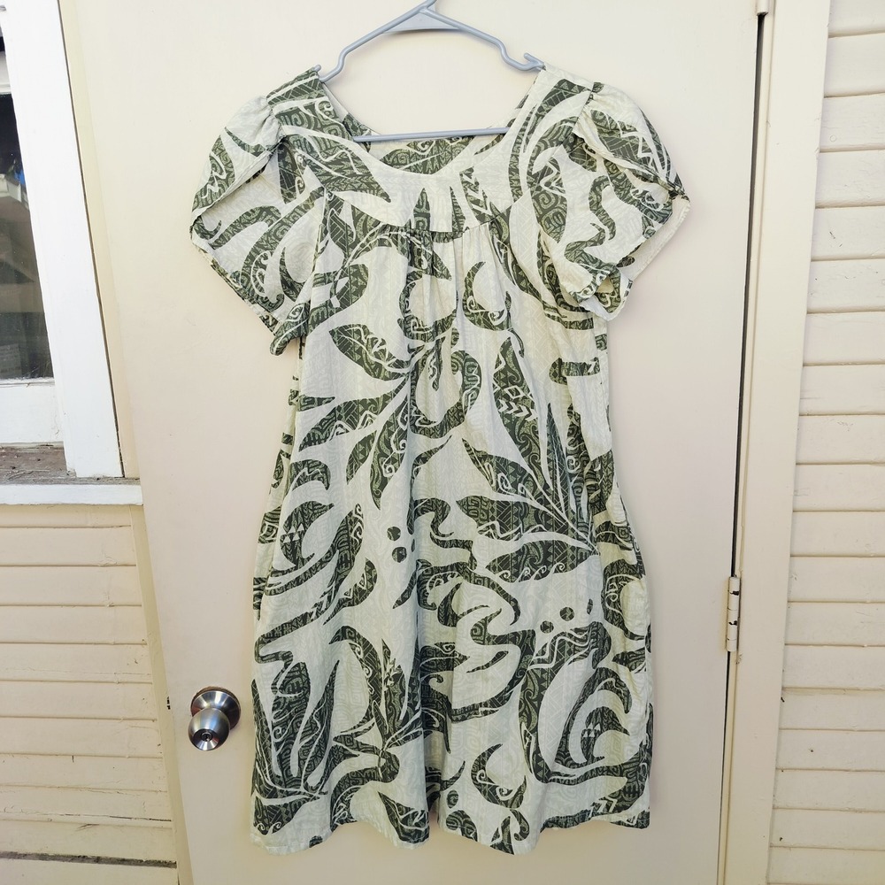 Vintage Y Not Hawaii‎ Tropical Floral Muumuu Dress Green Size S